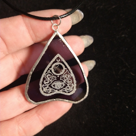 Purple stained glass planchette pendant - Picture 2 of 2